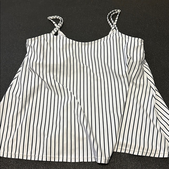 Striped dark blue and White Women's swim top size large - Picture 3 of 5